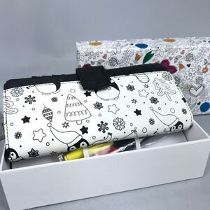 Doodlz Coloring Wallet - Penguin DIY ARTS & CRAFTS Kids Money Holder w/ Markers